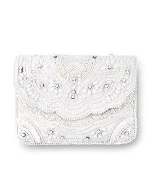 ANGEL - WHITE BEADED BRIDAL CLUTCH