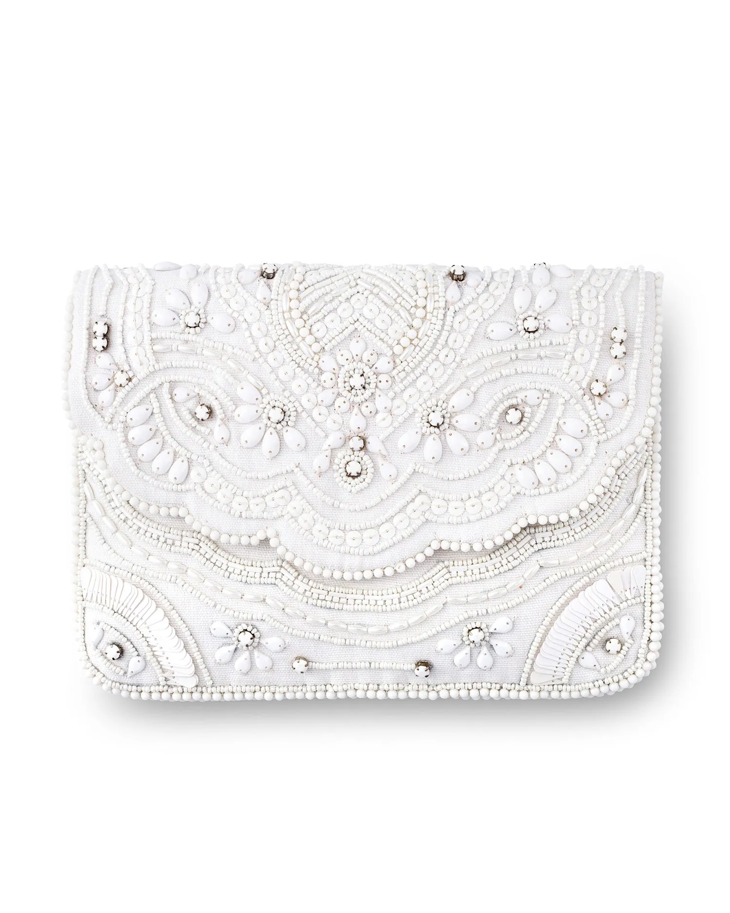 ANGEL - WHITE BEADED BRIDAL CLUTCH