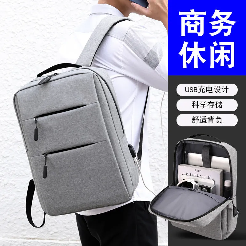 Backpack Men's and Women's USB Charging Wear-Resistant Backpack 15.6-Inch Casual Business Travel Laptop Bag Printed Logo