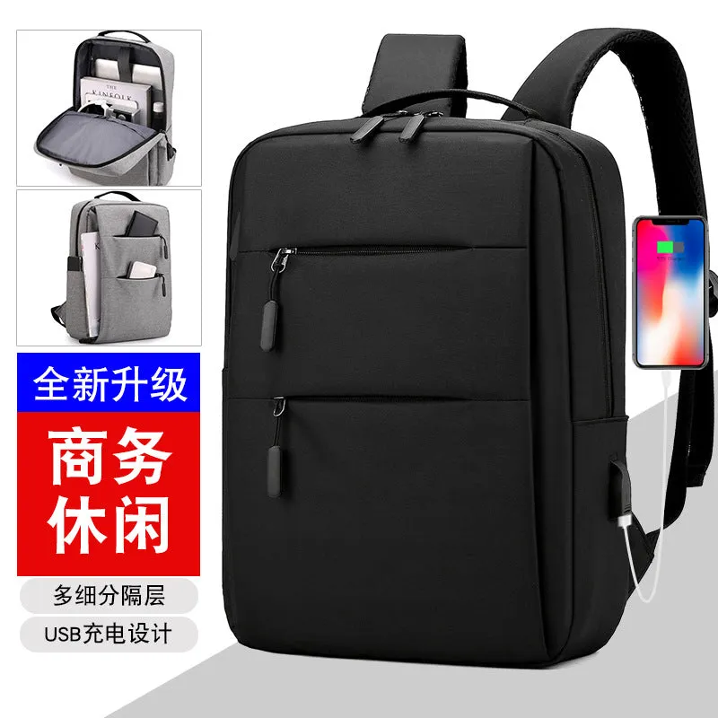 Backpack Men's and Women's USB Charging Wear-Resistant Backpack 15.6-Inch Casual Business Travel Laptop Bag Printed Logo