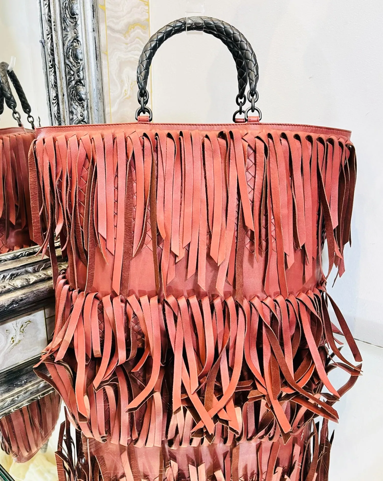 Bottega Veneta Fringe Intrecciato Leather Tote Bag