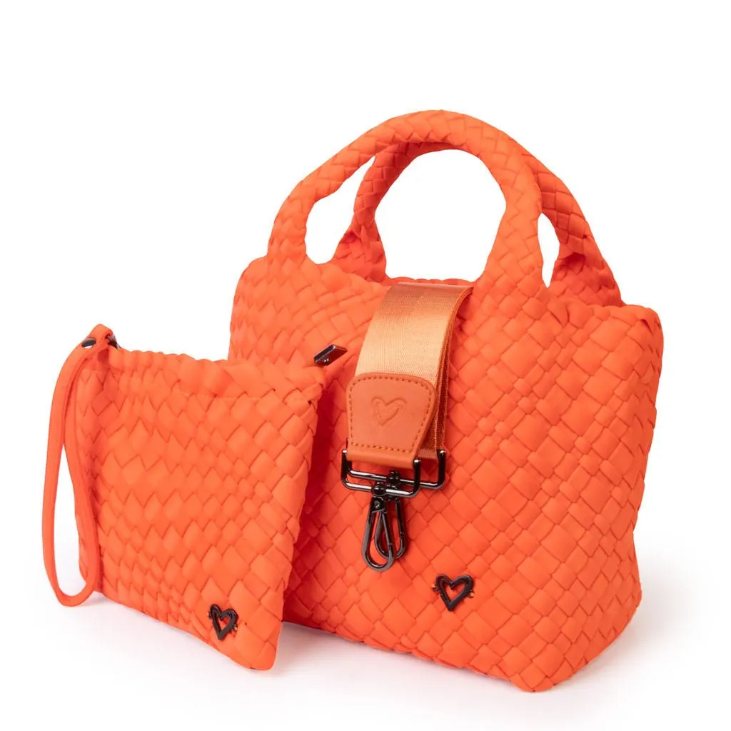 Brandon Small Woven Tote - Orange