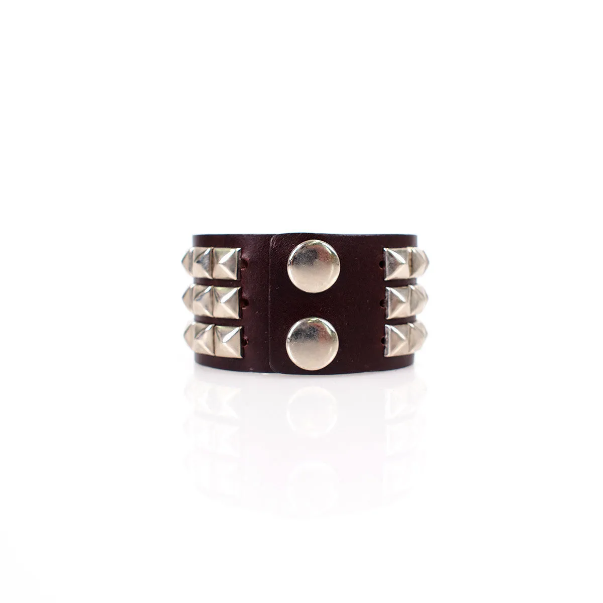 Brown Pleather Stud Wrist Cuff