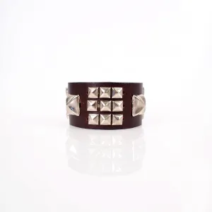 Brown Pleather Stud Wrist Cuff