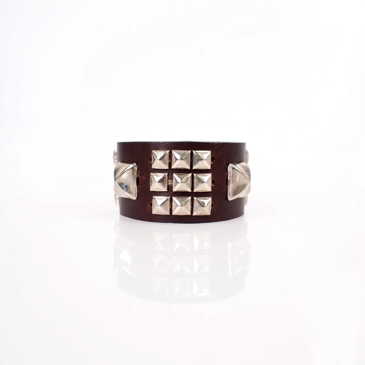 Brown Pleather Stud Wrist Cuff