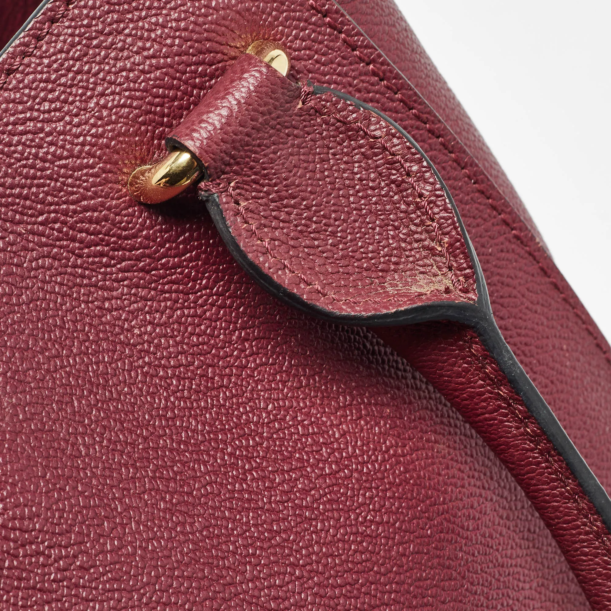 BURBERRY Burgundy Leather Buckle Tote