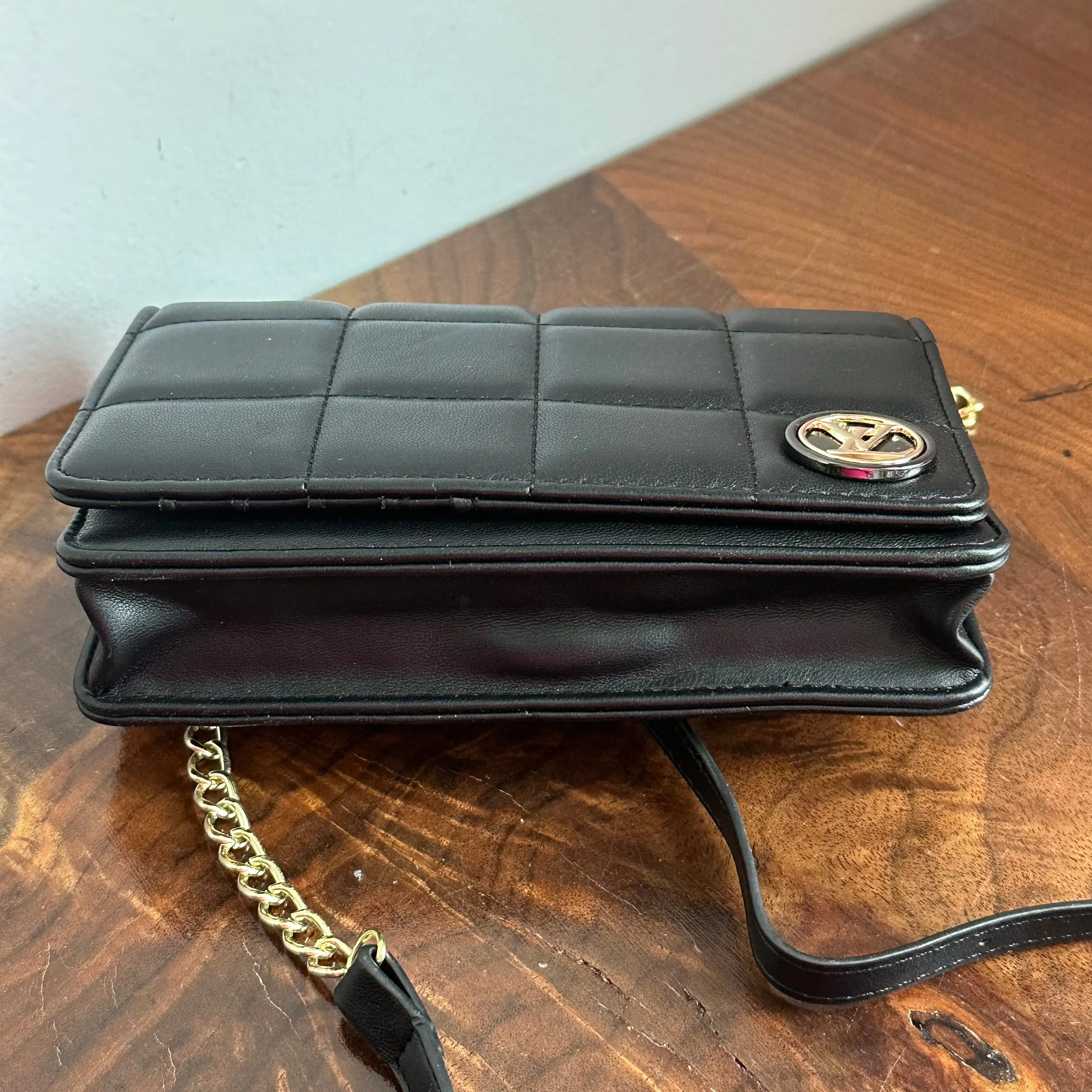 Button Bag - Black Phone Crossbody with LV Button