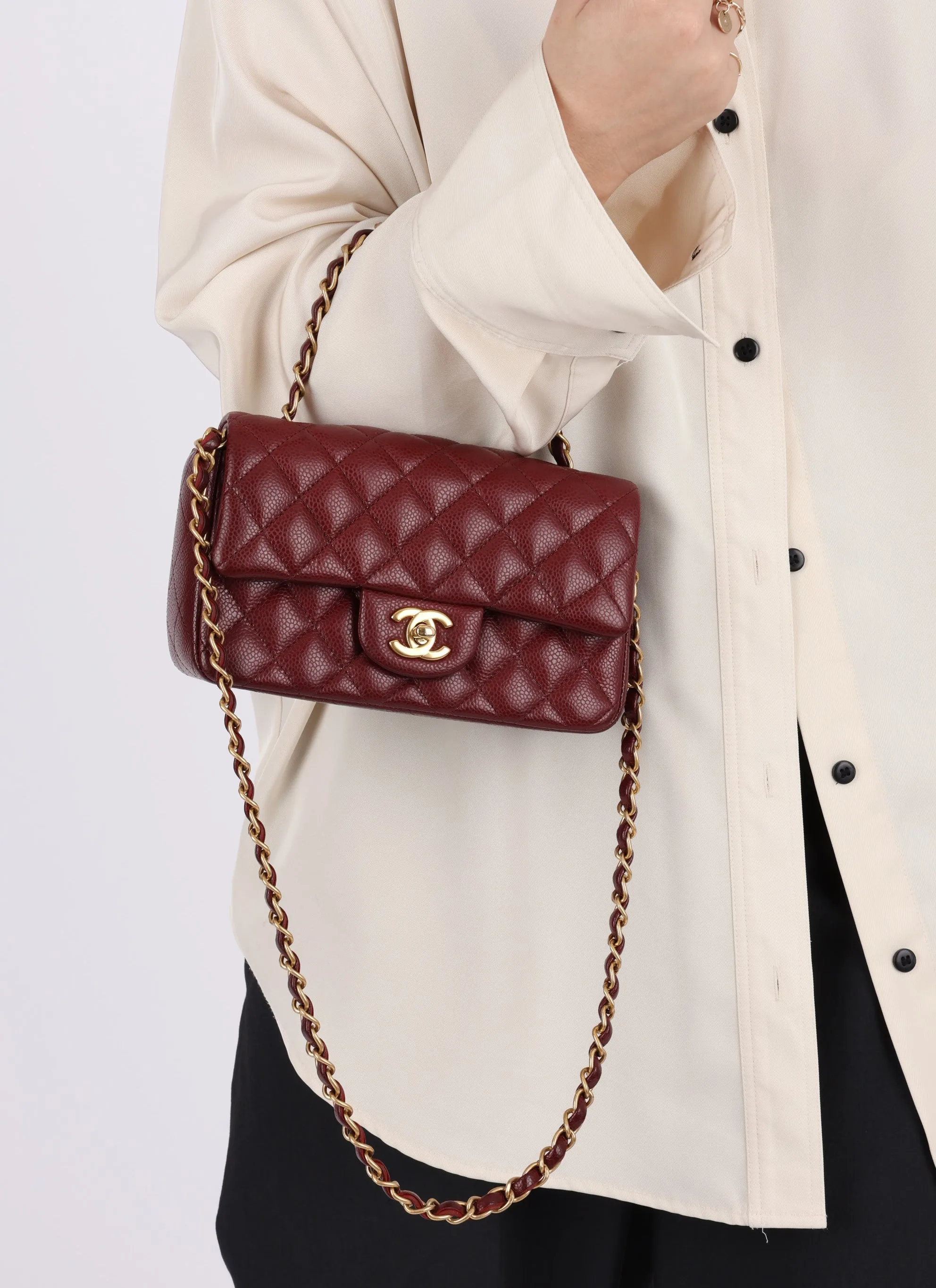 Chanel 2015 Caviar Classic Mini Rectangle Flap