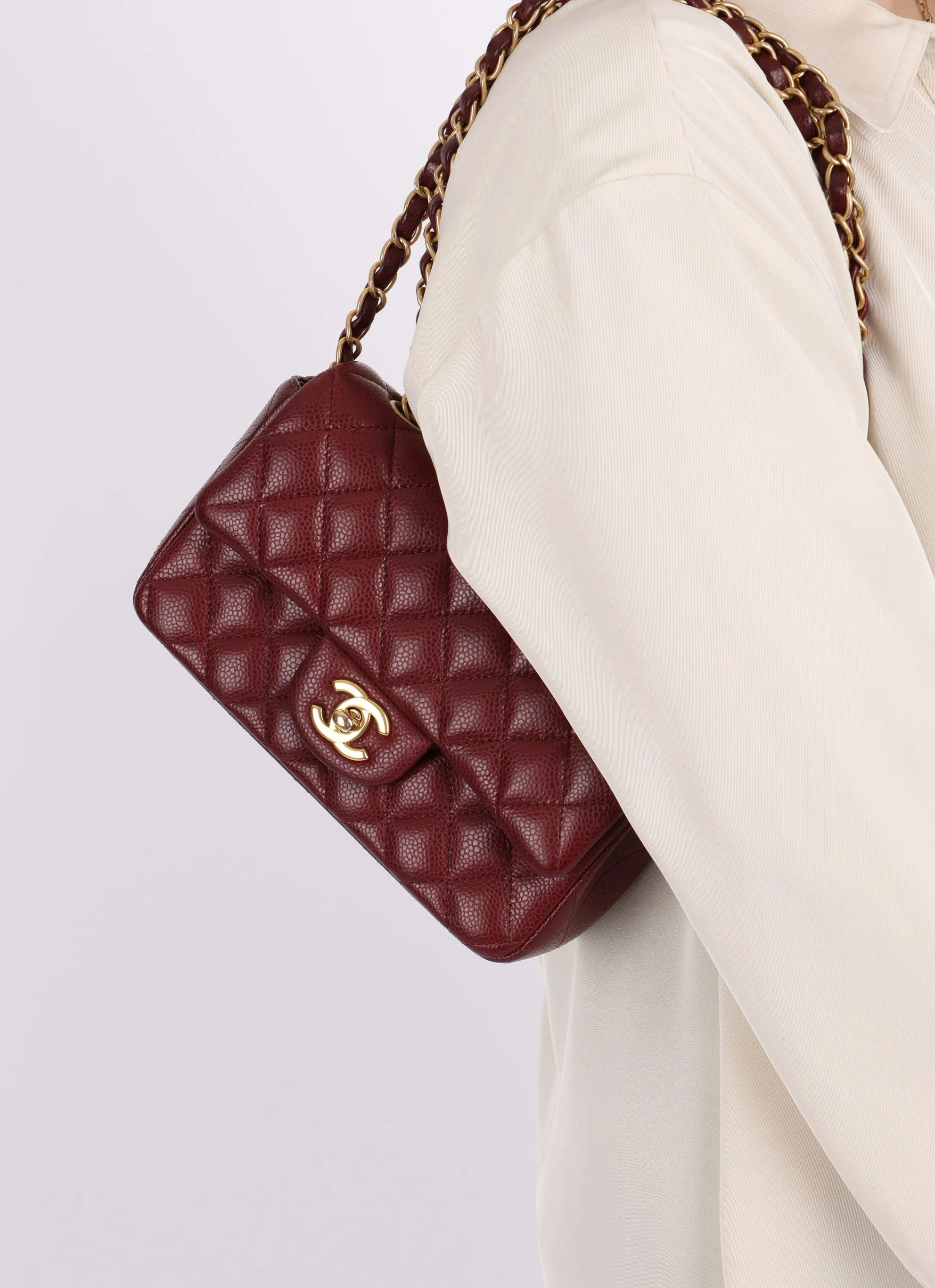 Chanel 2015 Caviar Classic Mini Rectangle Flap