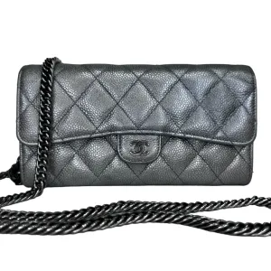 CHANEL Caviar Classic Flap Gusseted Wallet with Unbranded Chain