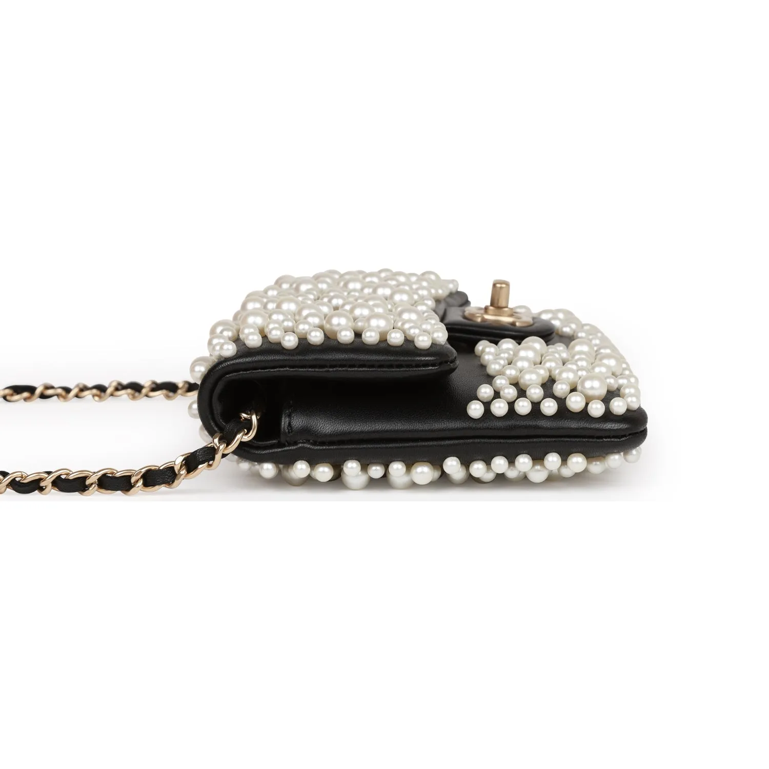 Chanel "Paris-Dubai" Pearly Flap Bag Black Lambskin Light Gold Hardware