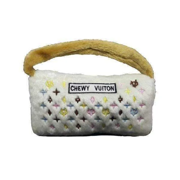 Chewy Vuiton White Handbag Dog Toy