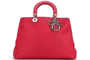 CHRISTIAN DIOR DIORISSIMO TOTE BAG (09-MA-0173) LARGE PINK PEBBLED LEATHER, SILVER HARDWARE, WITH CARD, STRAP & DUST COVER