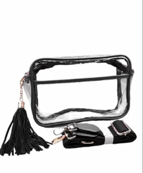 Clear And Black Rectangle Crossbody