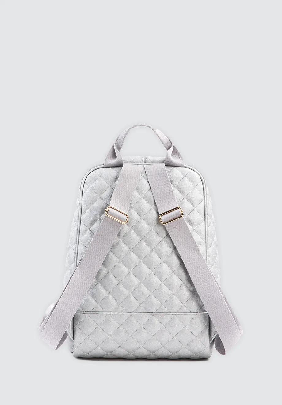 Cougar | Silver Vegan Quilted Backpack