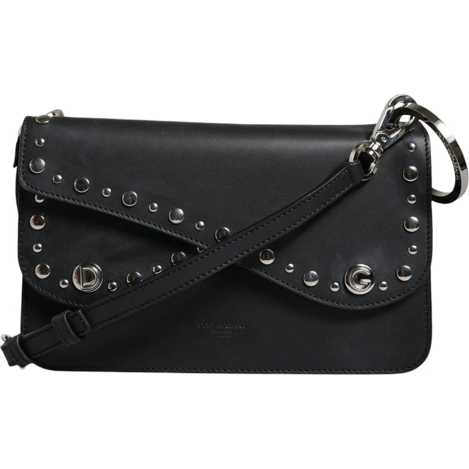 Dolce & Gabbana Black Small Leather Studded Shoulder Crossbody Bag