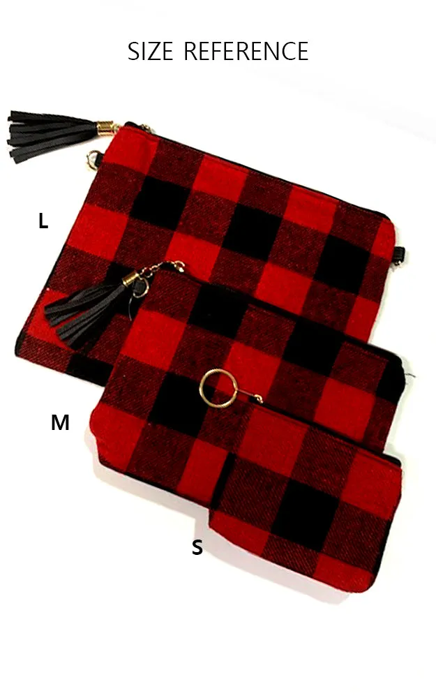 EABG9371 Black Tartan Crossbody Clutch Bag