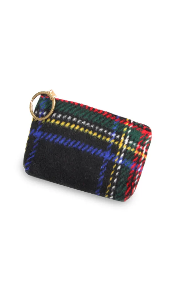 EABG9371 Black Tartan Crossbody Clutch Bag