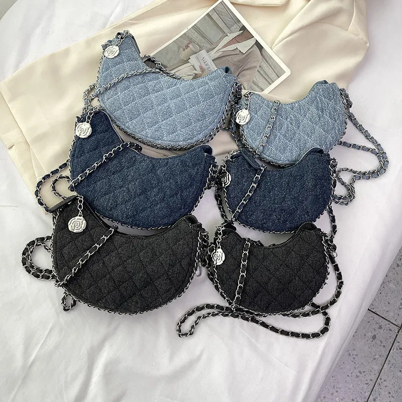 Fashion chain denim crossbody bag AB2141