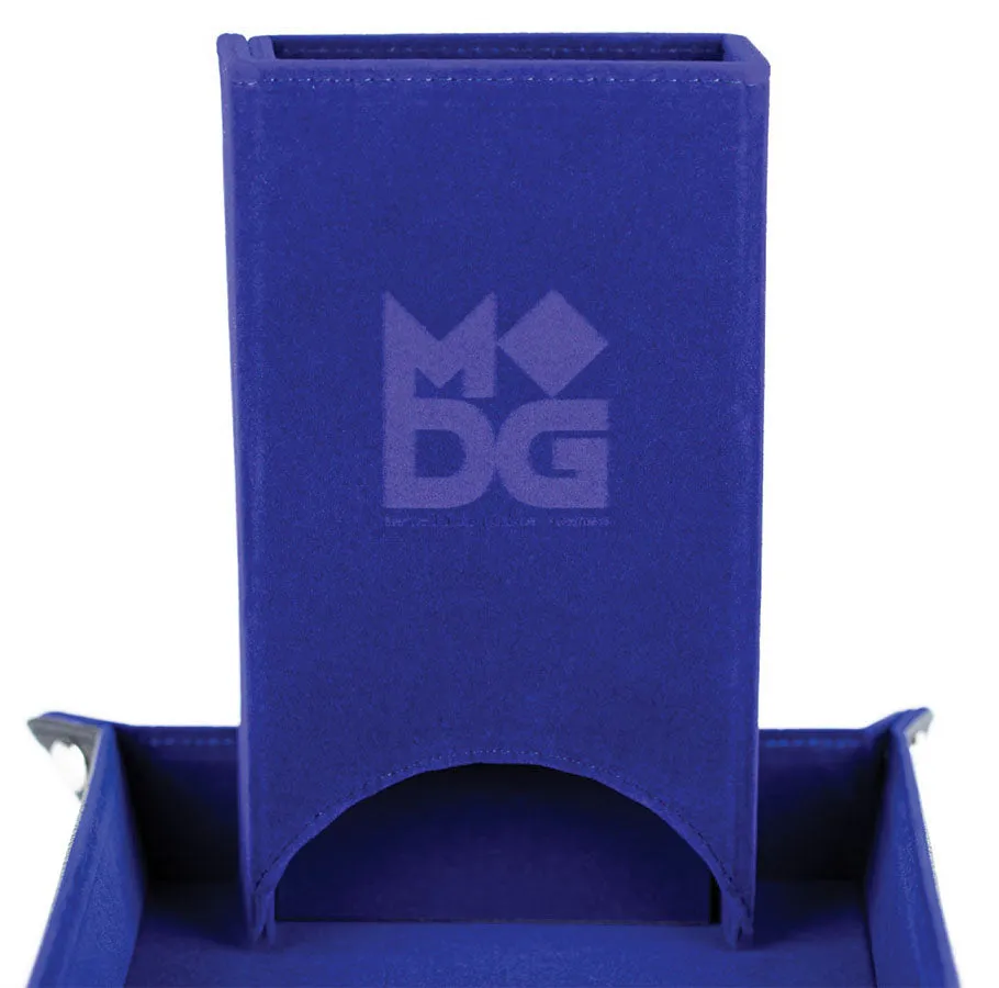 Fold Up Velvet Dice Tower: Blue