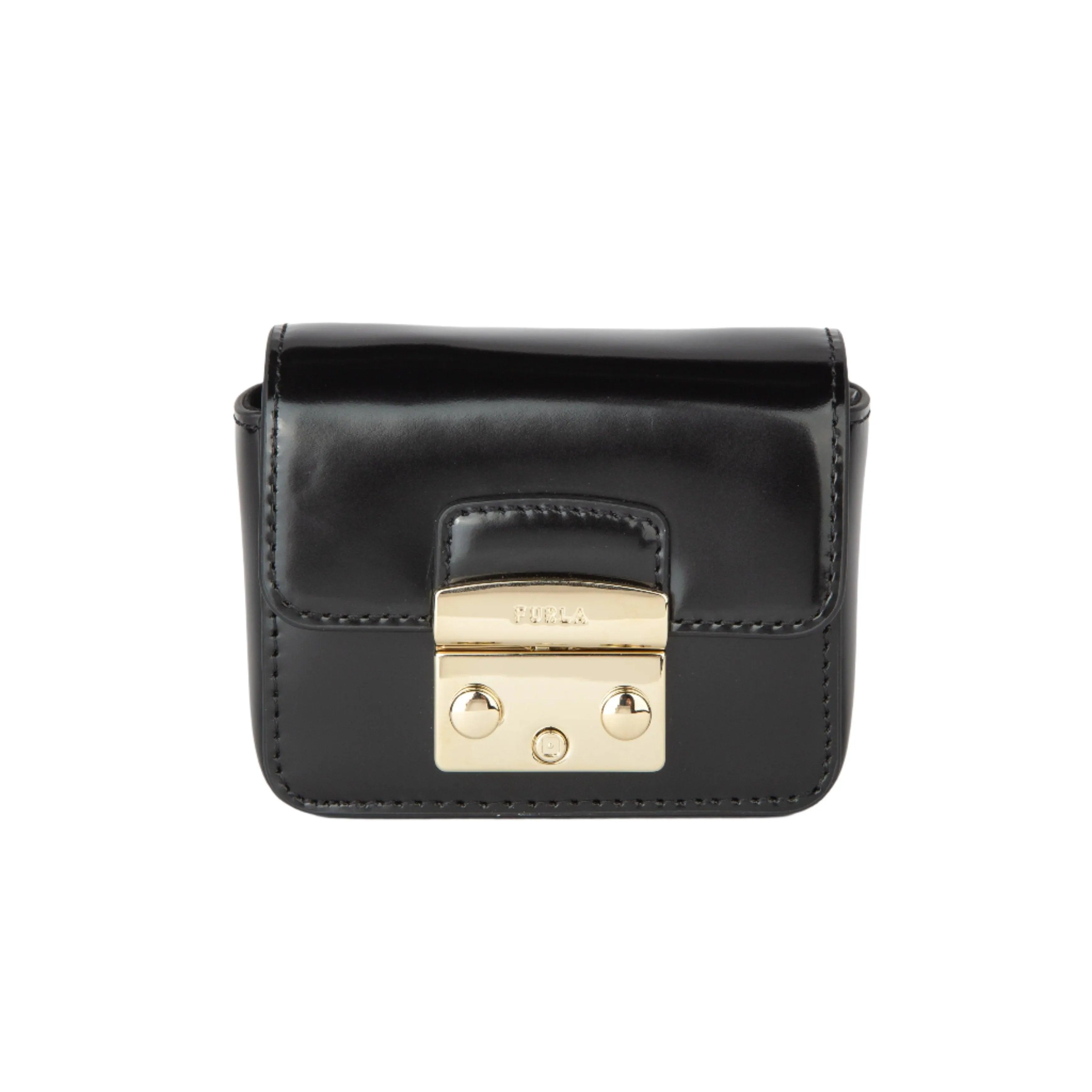 Furla Metropolis Micro Crossbody Bag - Patent Nero Black