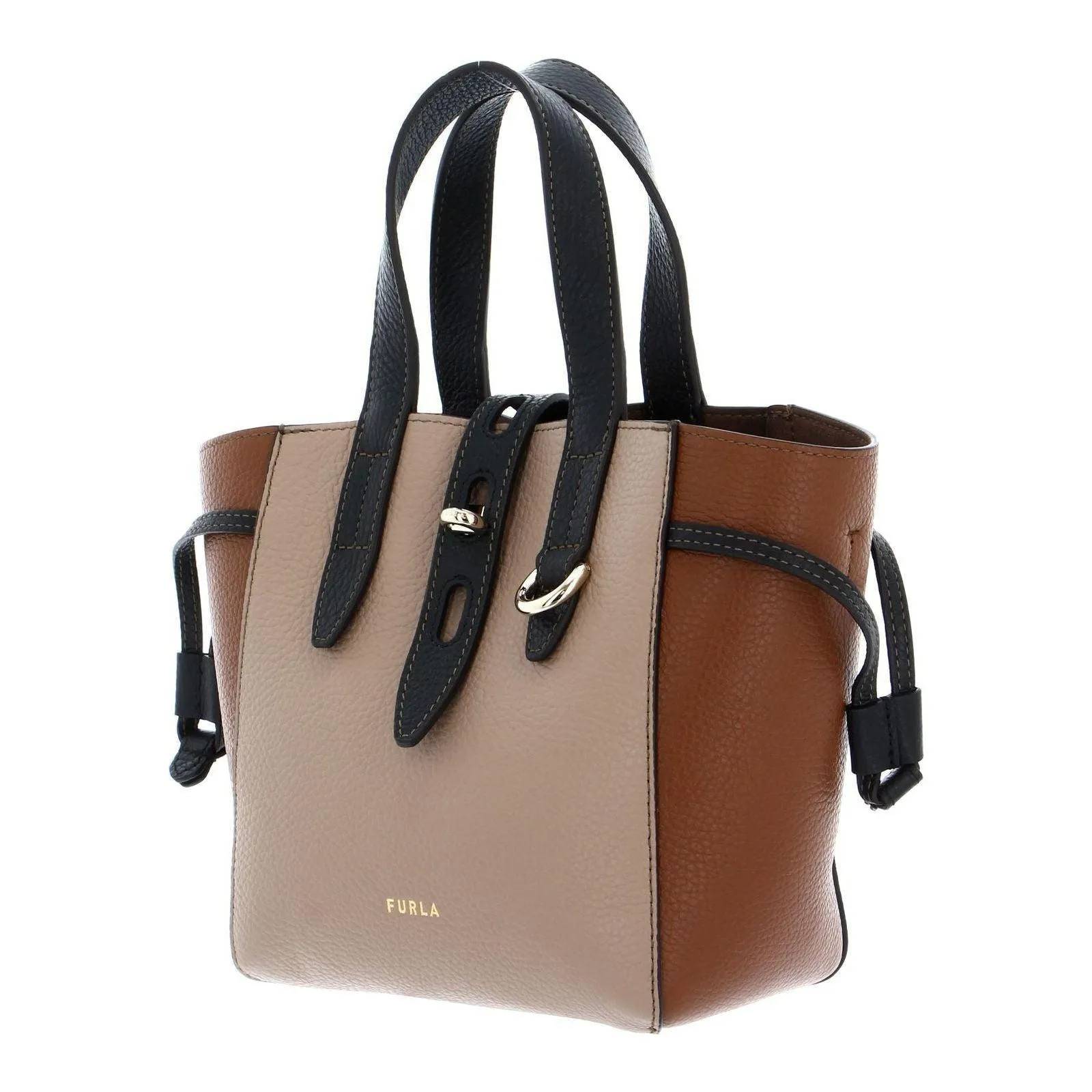 Furla Net Mini Tote - Greige & Cognac