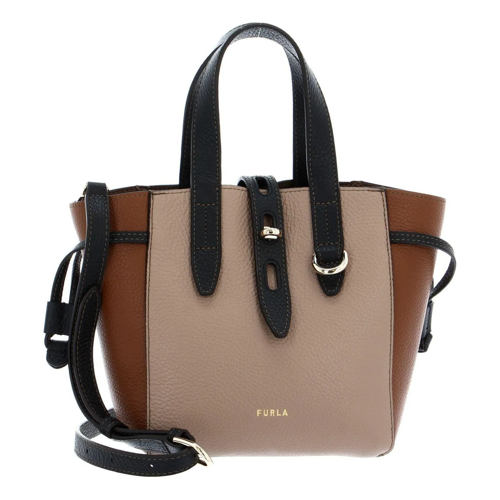 Furla Net Mini Tote - Greige & Cognac