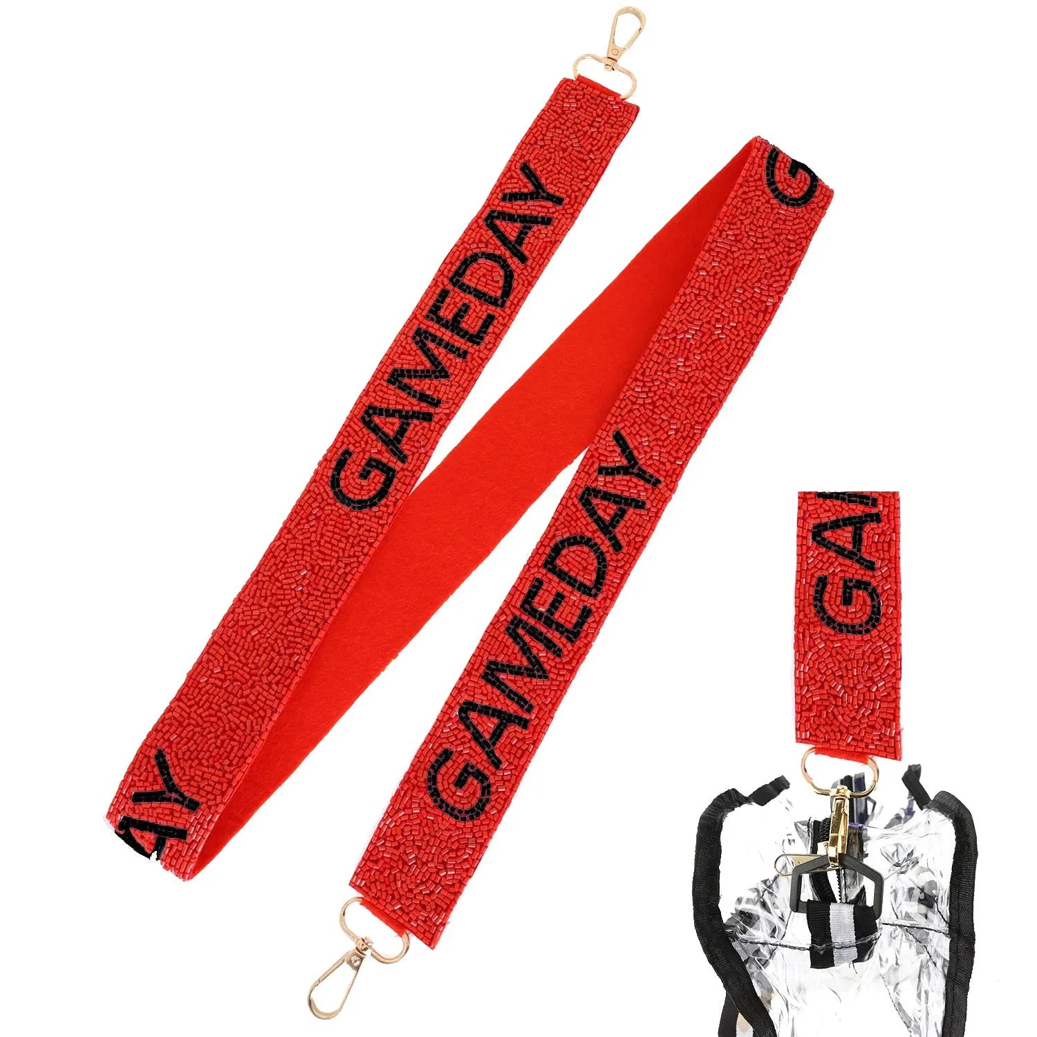 Gameday Beaded Red Bag Straps