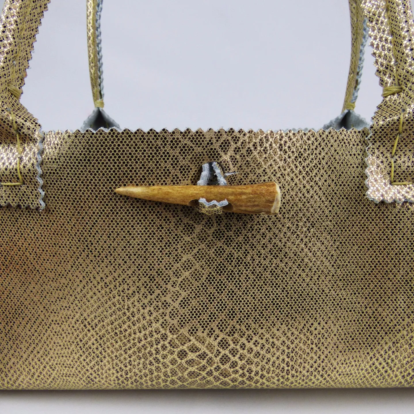 Gold and Brown Reptile Print Leather Night Out Tote with Snake