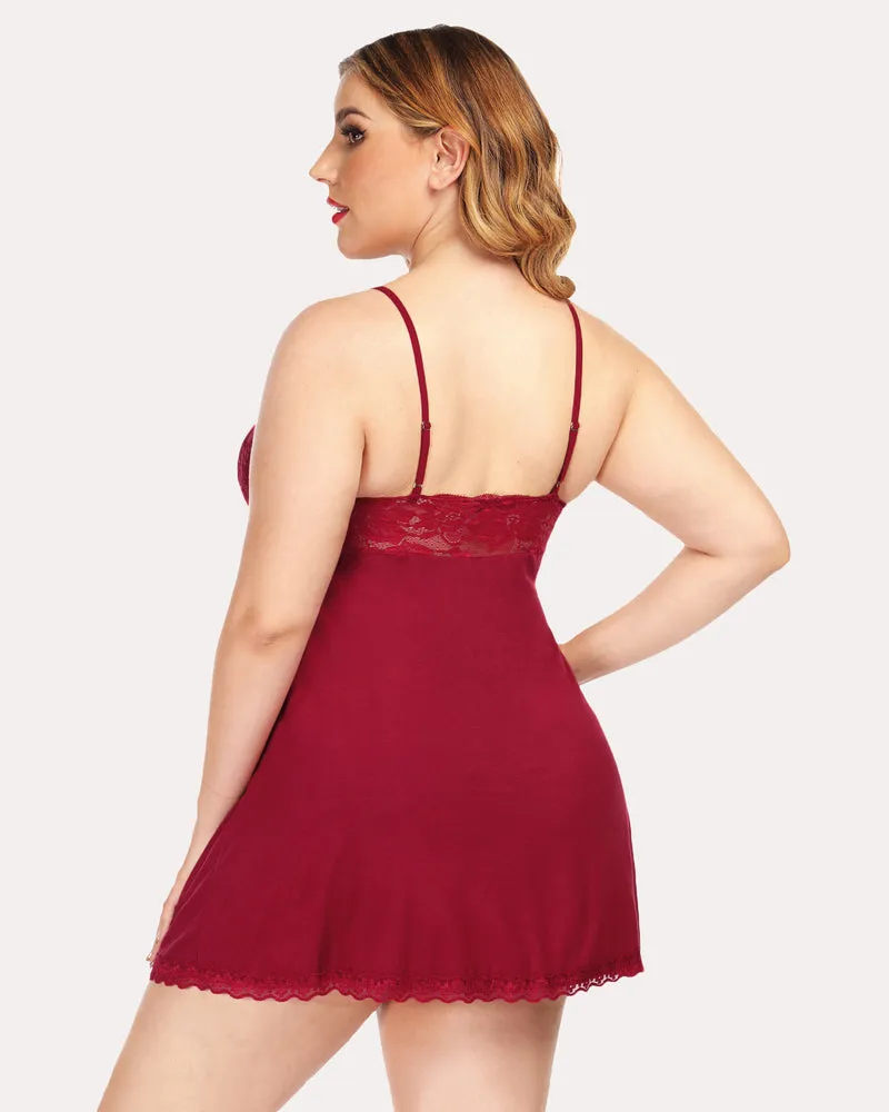 Lace V-neck Modal Babydoll Lounge Dress