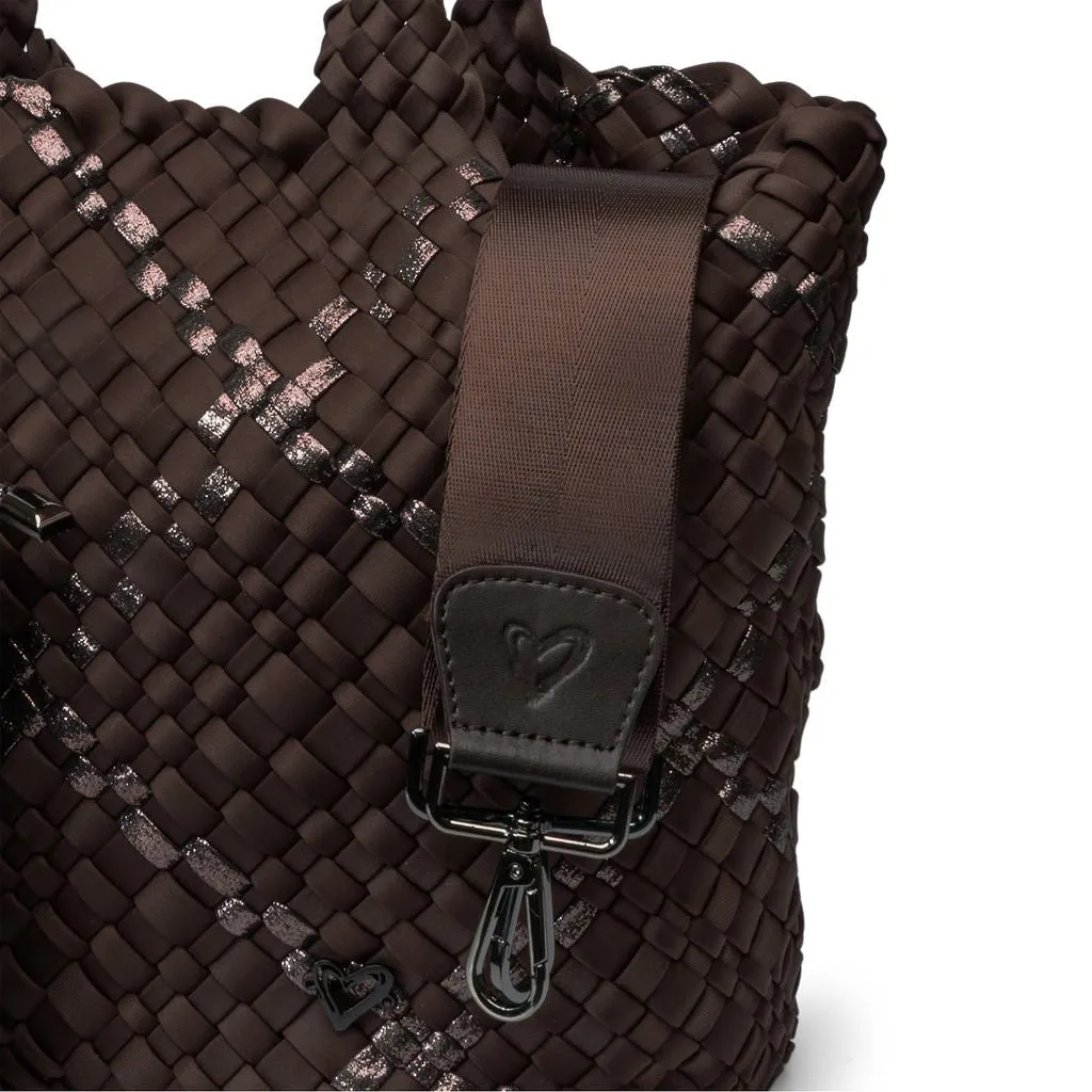 London Large Woven Tote - Espresso & Bronze