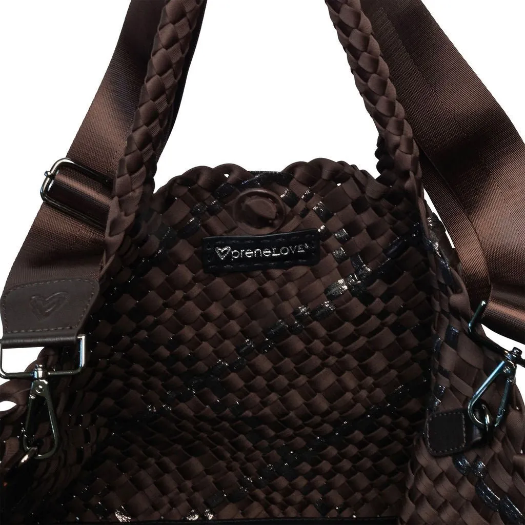 London Large Woven Tote - Espresso & Bronze