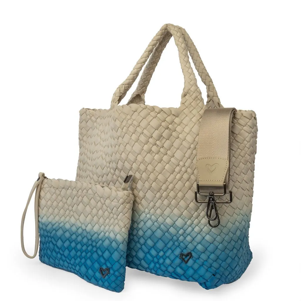 London Large Woven Tote - Ombre Blue