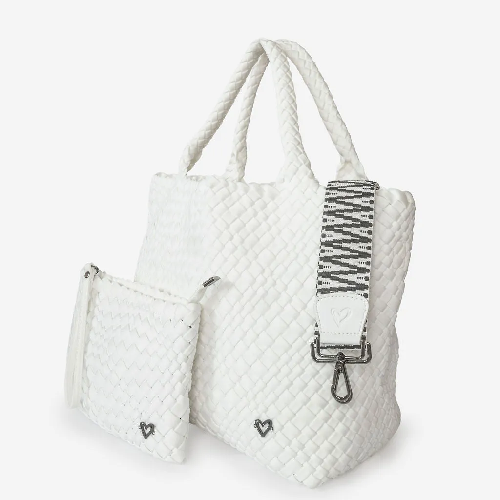 London Large Woven Tote - Polar White