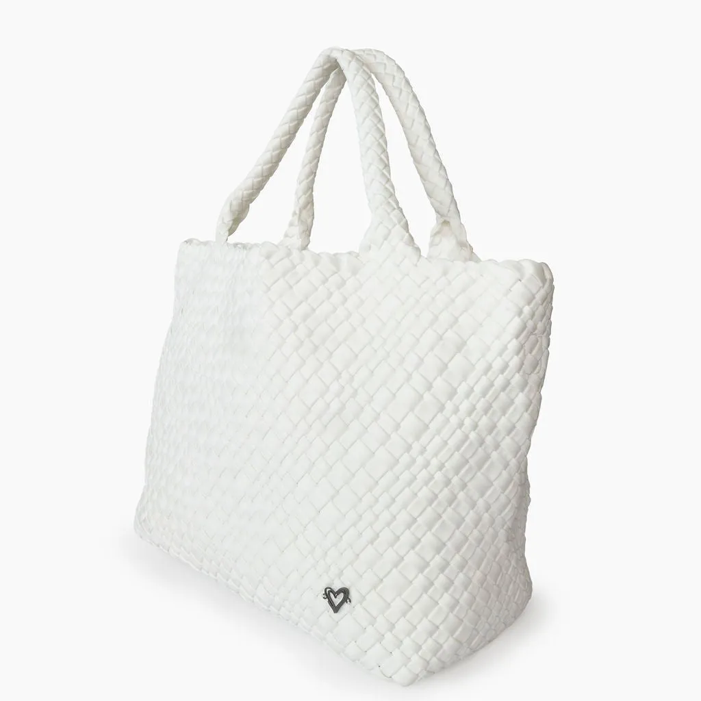 London Large Woven Tote - Polar White