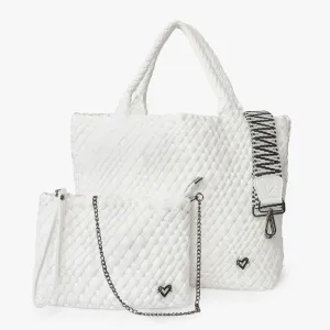 London Large Woven Tote - Polar White