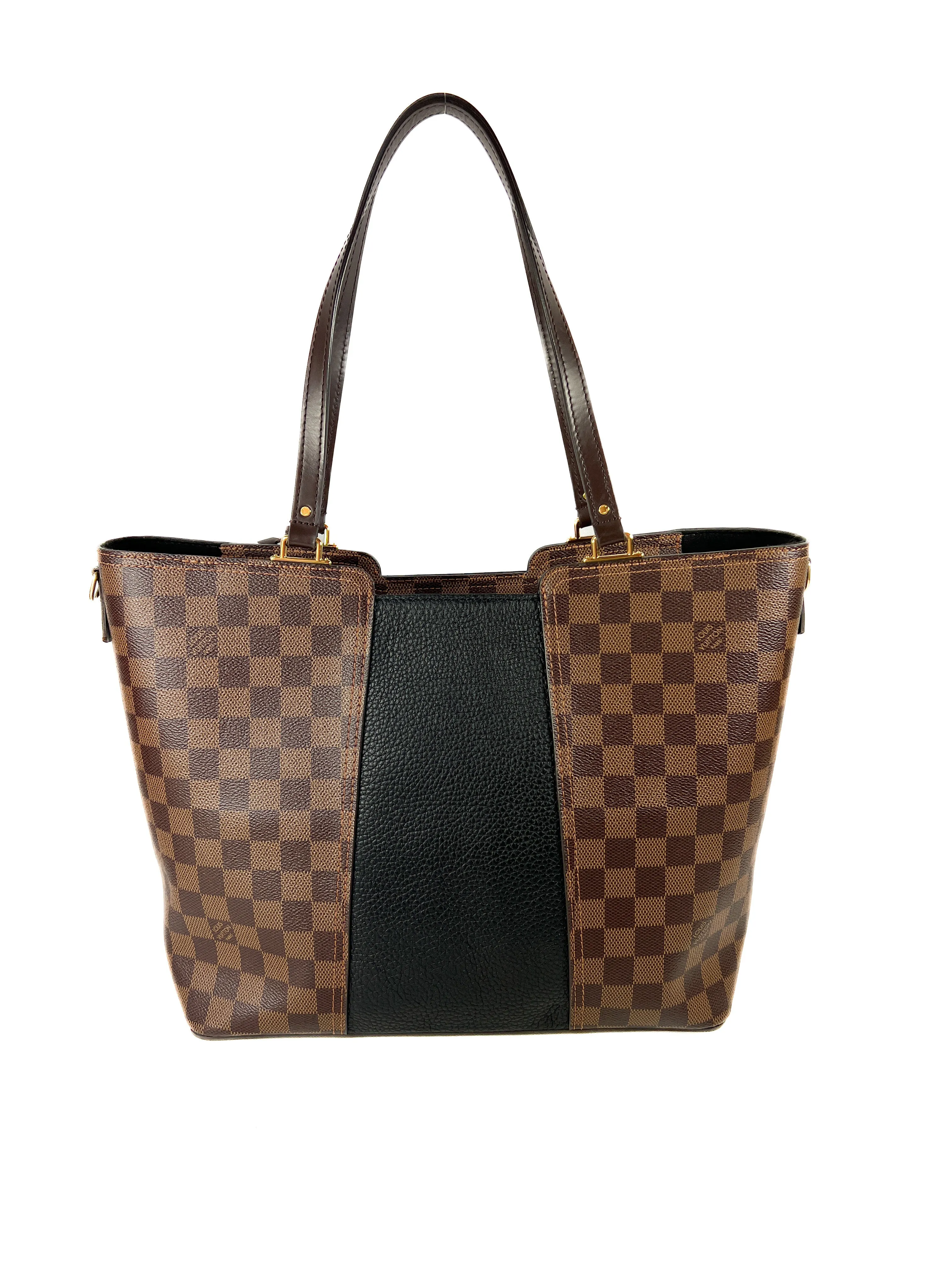 Louis Vuitton black leather damier ebene Jersey tote MM FL2139