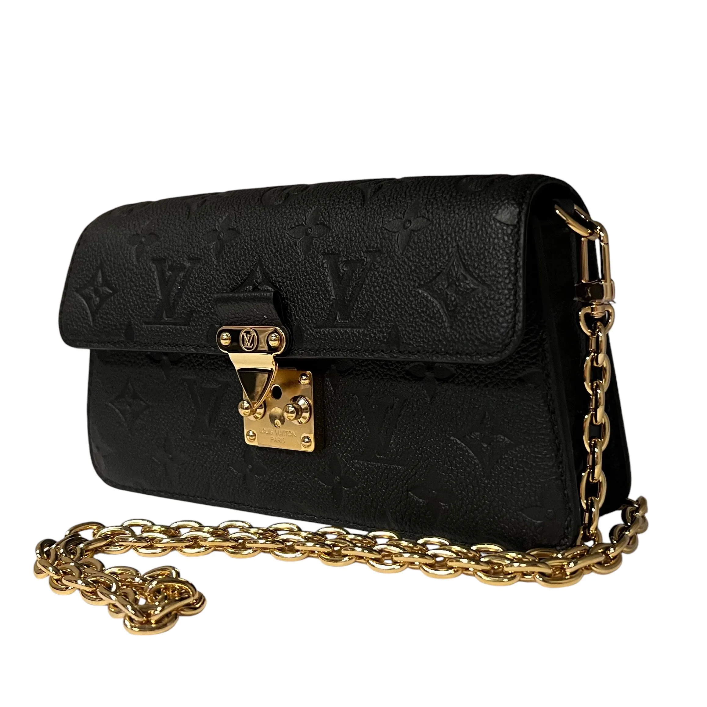 LOUIS VUITTON Empreinte Leather Metis Wallet on Chain in Black