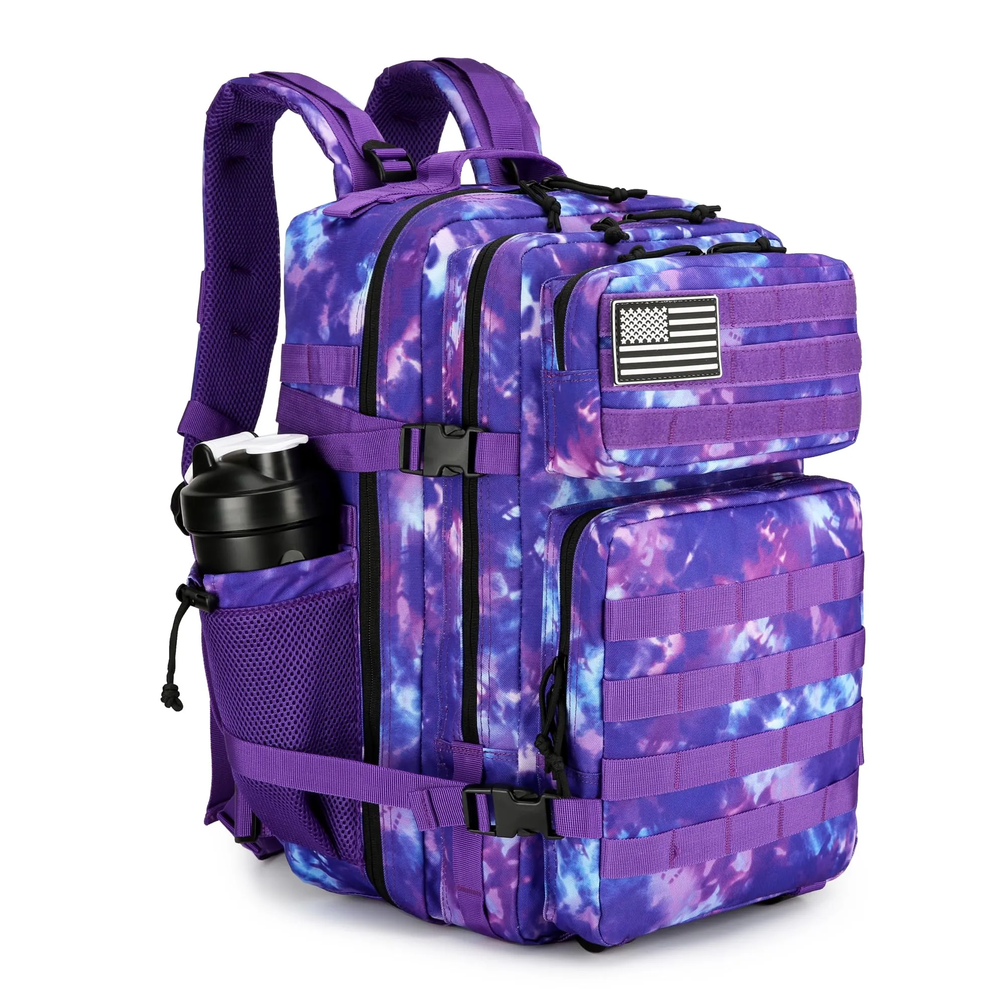 Lovelinks21 45L Tactical Assault Backpack 3 day assault pack with Molle Waterproof backpack Rucksack for Tactical Backpacks (Purple Camo)