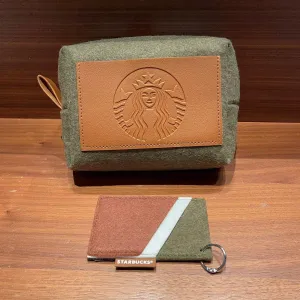 Mini Handbag, Wallet and Card Holder (Green Brown)