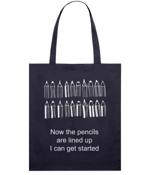 Navy Light Tote Bag - Pencils lined up