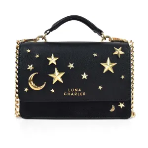 Nova Star Studded Handbag - Black & Gold