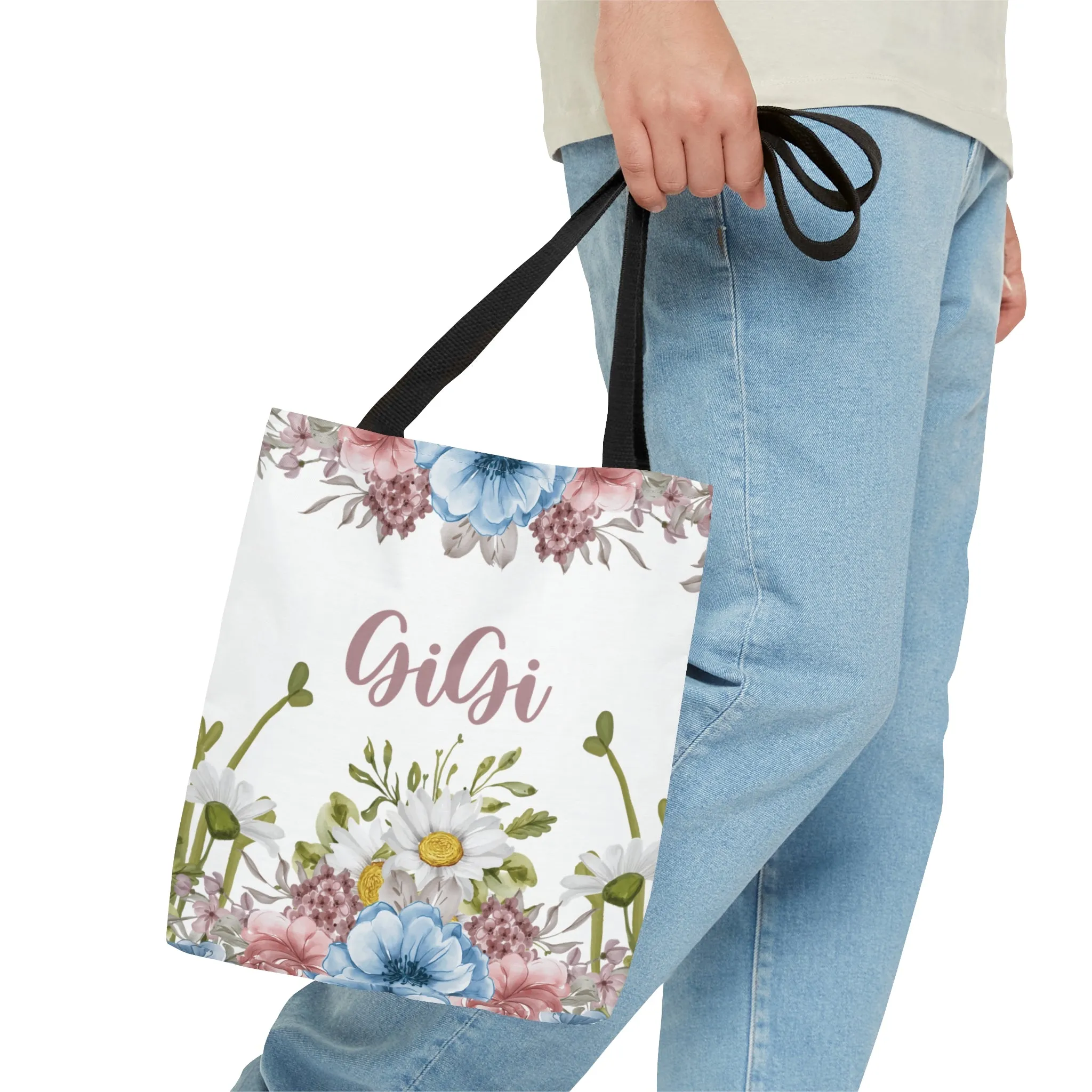 Personalised/Non-Personalised Tote Bag, Floral, GiGi, Tote bag