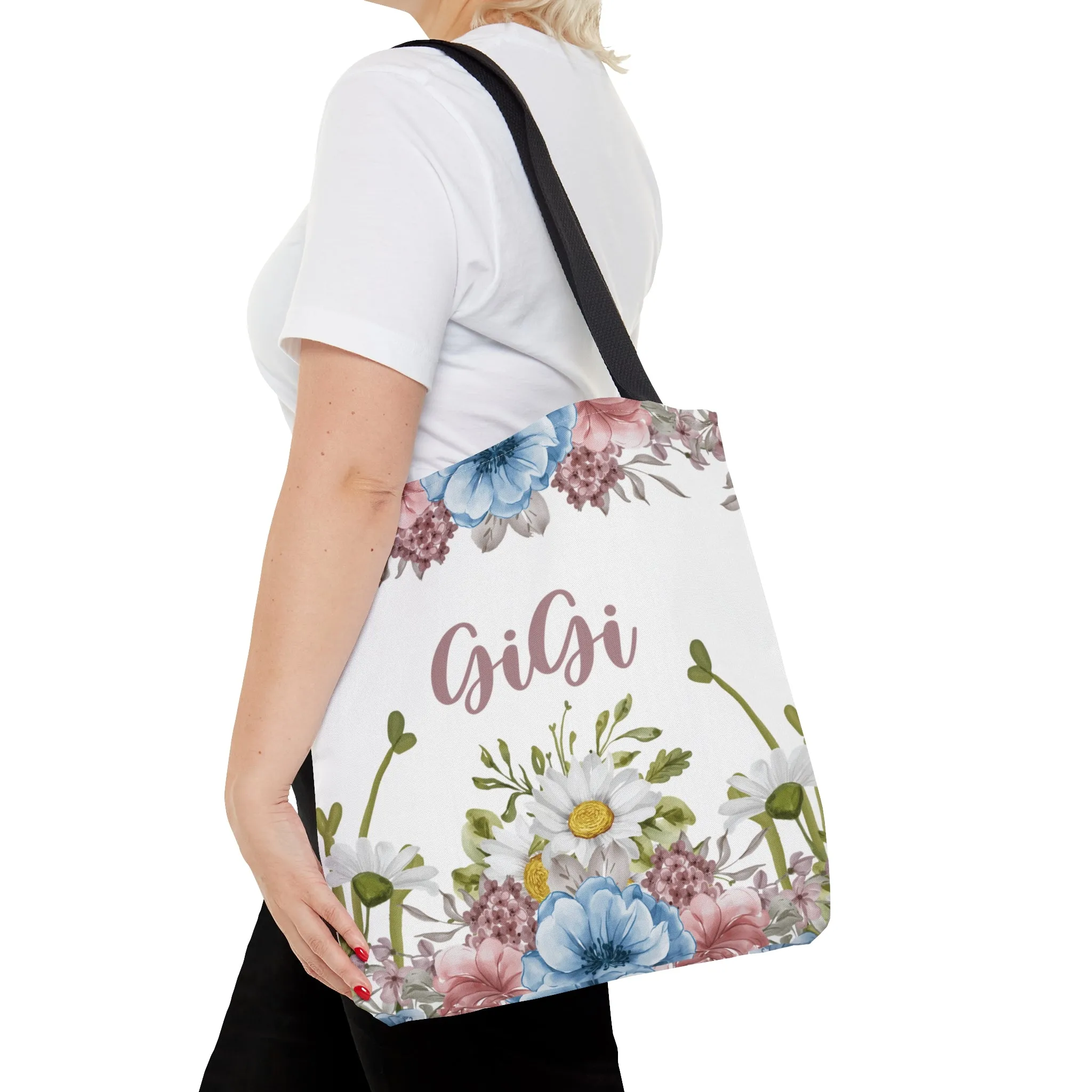 Personalised/Non-Personalised Tote Bag, Floral, GiGi, Tote bag