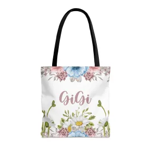 Personalised/Non-Personalised Tote Bag, Floral, GiGi, Tote bag