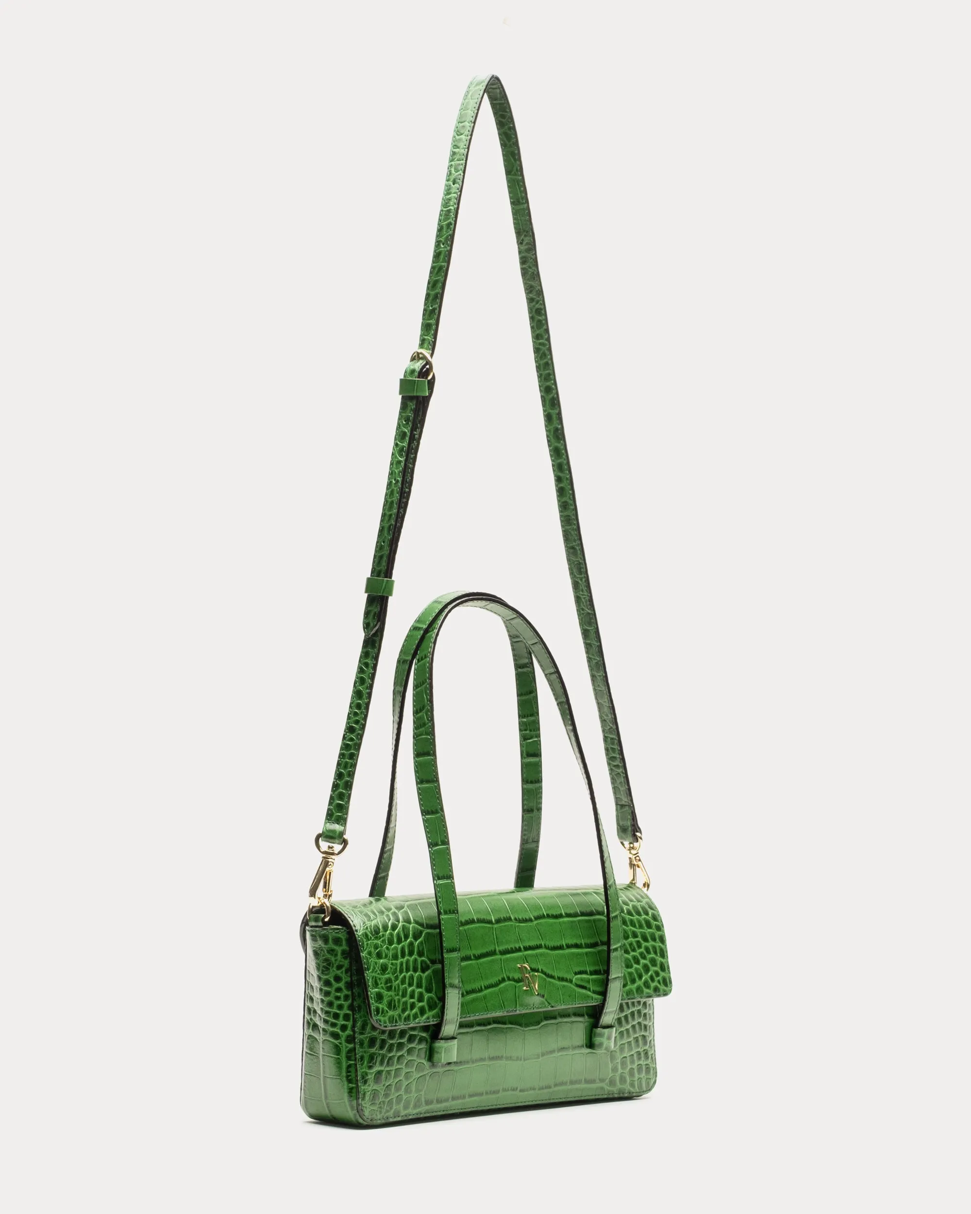 Small Slim Croc Embossed Tote Bag