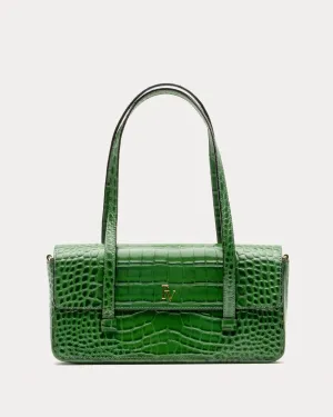 Small Slim Croc Embossed Tote Bag