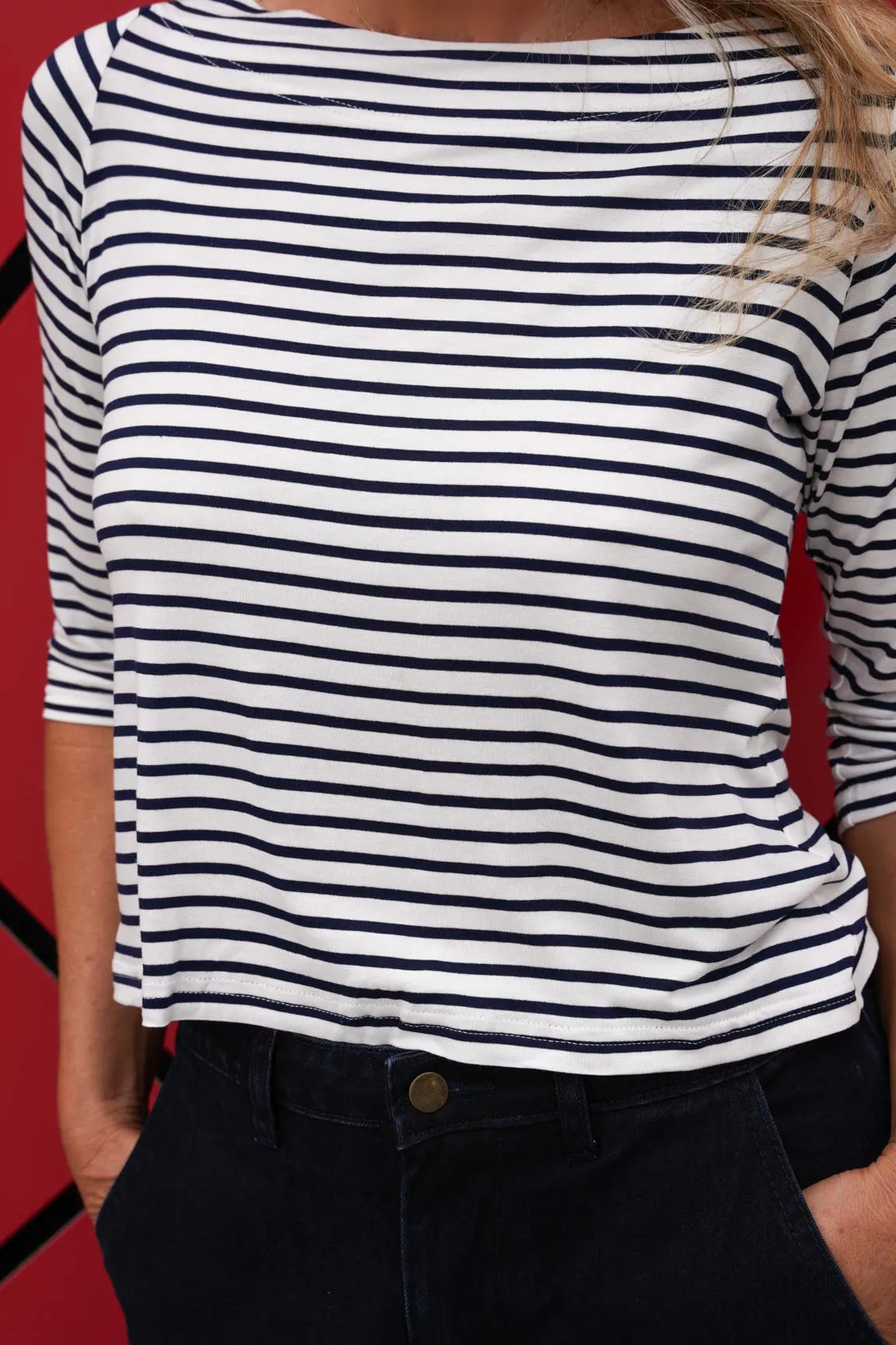 Stripe Boat Neck Top