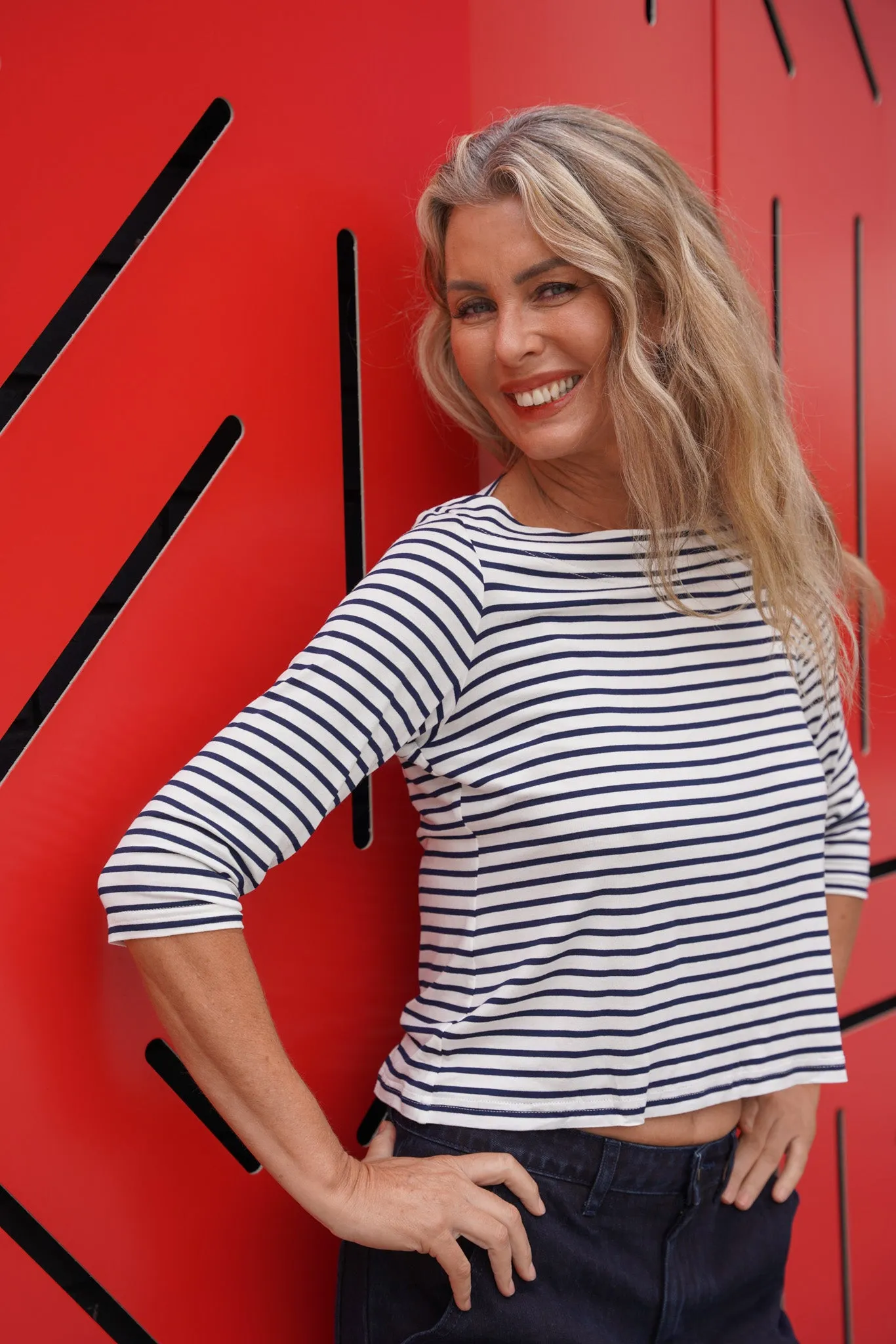 Stripe Boat Neck Top