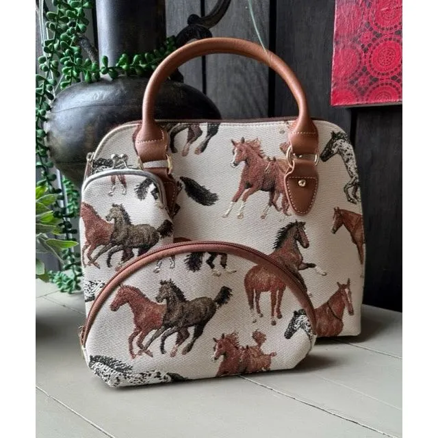 Tapestry Cosmetic Bag - Horses